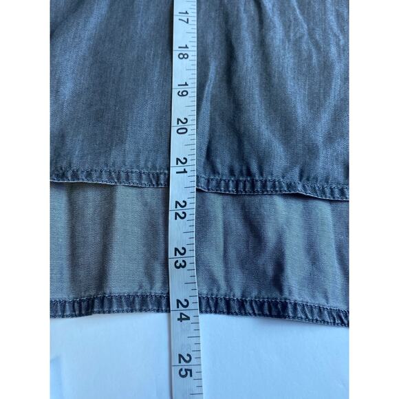 PrAna Gray Chambray Azul Cap Sleeve 1/2 Button Blouse Women's Size Small - Picture 9 of 10